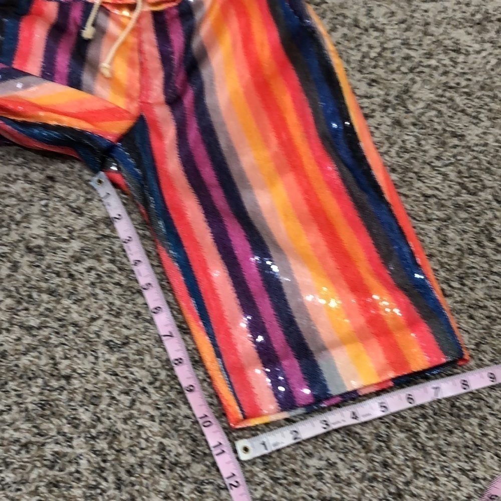 Le Superbe Epic Sequin Rainbow Striped Bermuda Shorts Size 0 - Picture 7 of 10